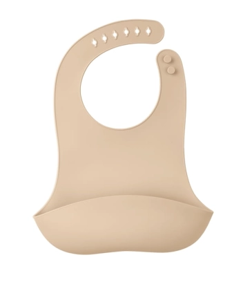 Mombella Silikonowy Śliniak z Kieszonką 3D Light Brown 