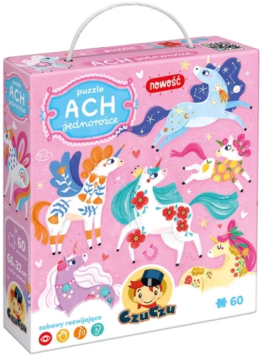 Puzzle Ach Jednorożce dla dzieci 3+, 60 elementów.