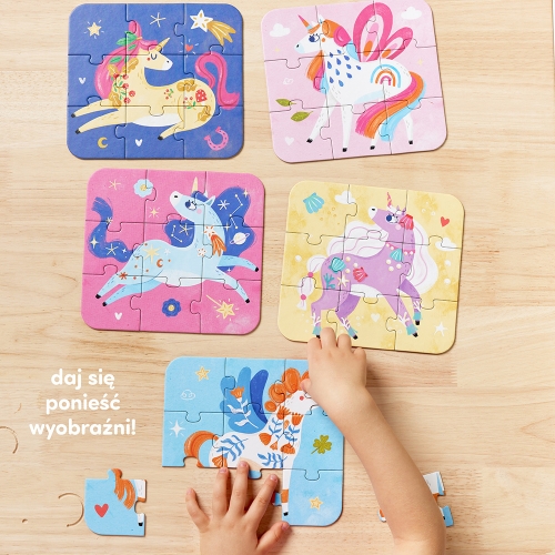 Puzzle Baśniowe Jednorożce dla dzieci 3+, 5x45 elementów