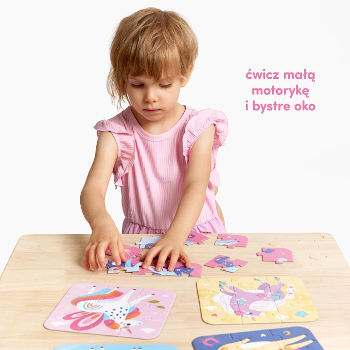 Puzzle Baśniowe Jednorożce dla dzieci 3+, 5x45 elementów