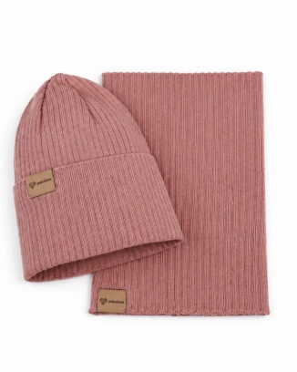 Merino set całoroczny - komplet czapka i komin BLUSH. Patulove