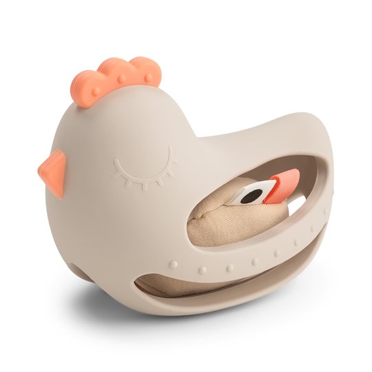 Gryzak 2w1 Zabawka do Chwytania Kurka Clucky z Grzechotką Done by Deer