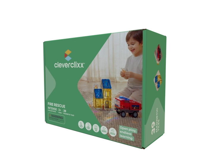 Zestaw klocków magnetycznych Wóz Strażacki i Pożar 39 el. Cleverclixx