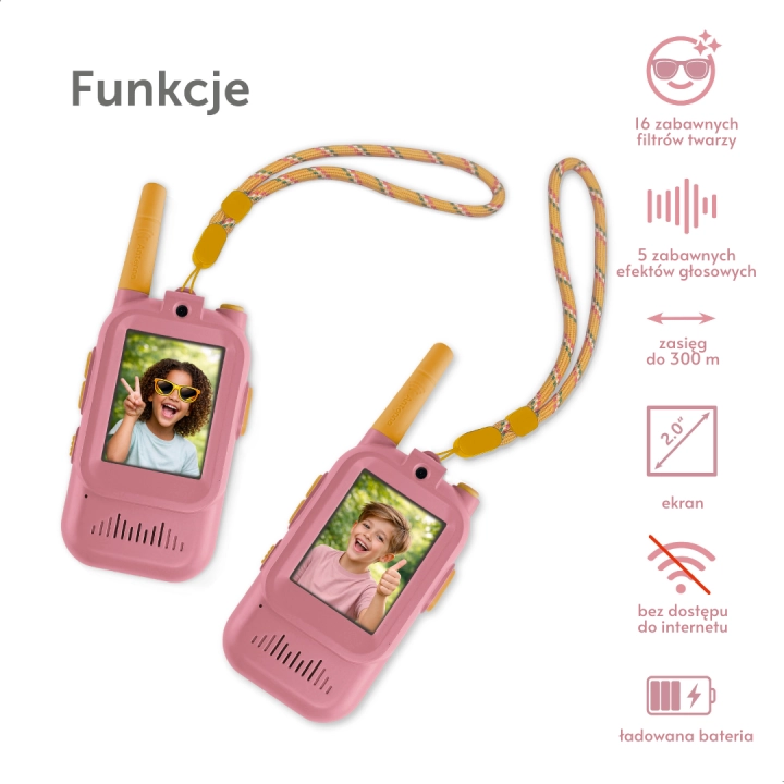 Zazu Fun Video Walkie Talkie dla Dzieci Różowe